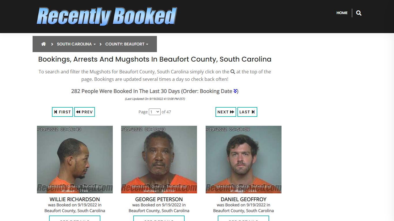Bookings, Arrests and Mugshots in Beaufort County, South Carolina